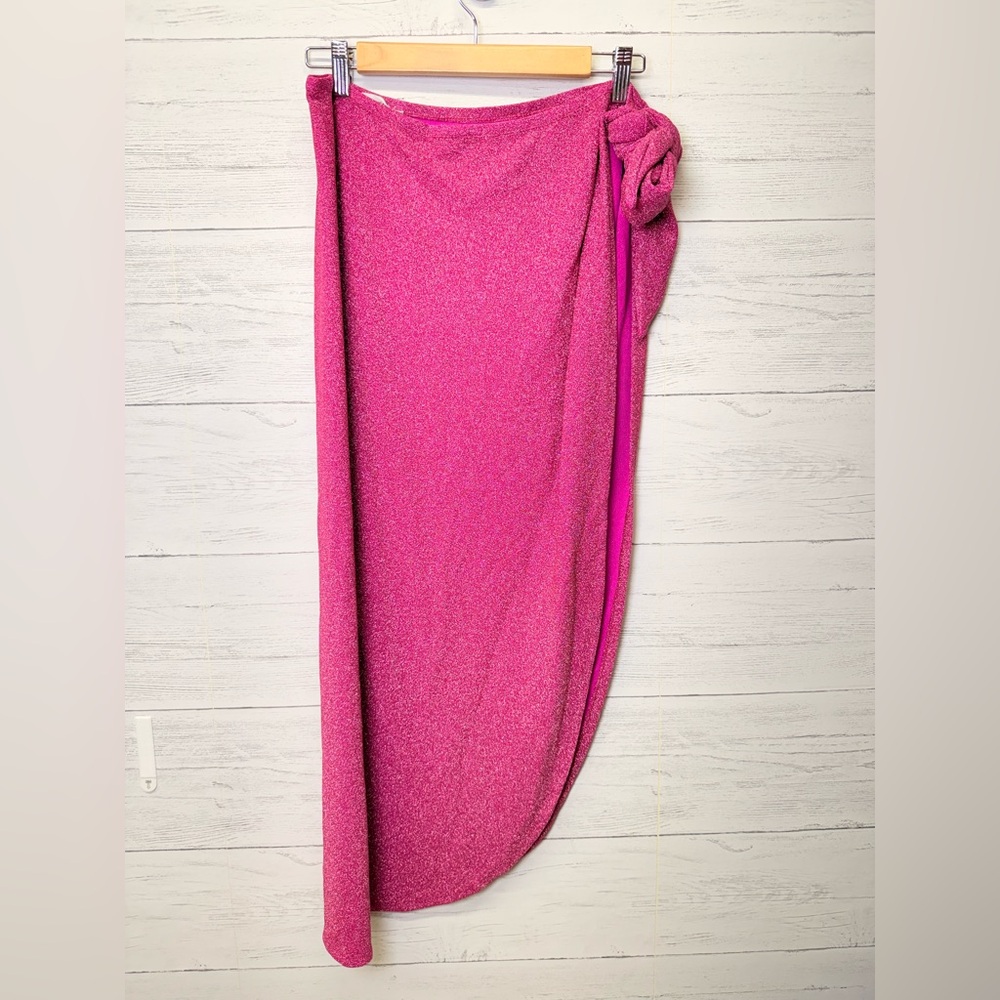 Good American Sparkling Pink side tie coverup skirt one size
